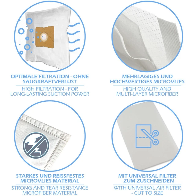 PakTrade 5 Sacchetti Per Aspirapolvere In Microfibra + Filtro – Compatibili Con Nilfisk Coupe, Philips E Swirl – Sacchi Di Ricambio