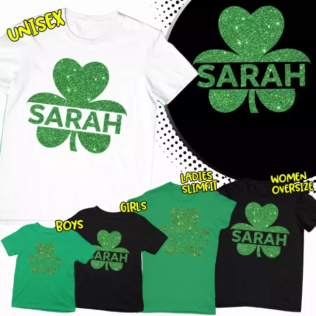 Personalised Shamrock St Patricks Day Irish Paddys Ireland T-Shirts Tee Top #SPD