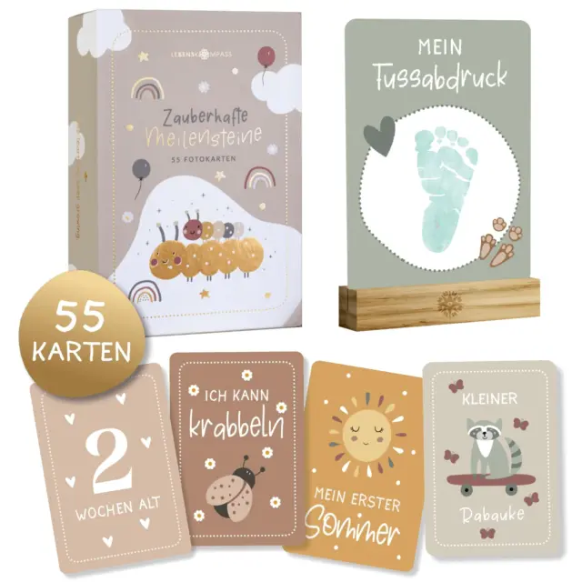 LEBENSKOMPASS Meilensteinkarten Baby - 55 Zauberhafte Monatskarten Als Geschenk