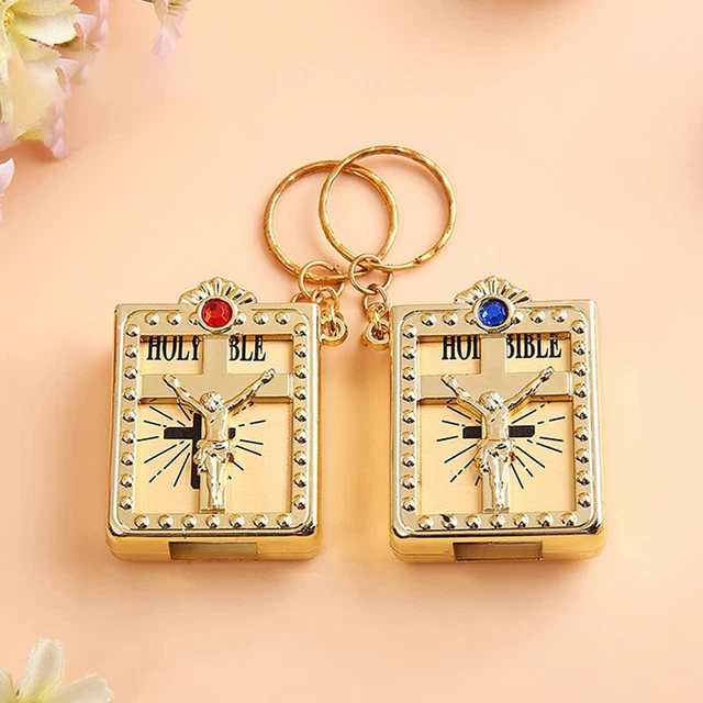 Mini Dios Habla Hoy Bible Keychain Religious Christian Jesus Cover Keyring Gi W1