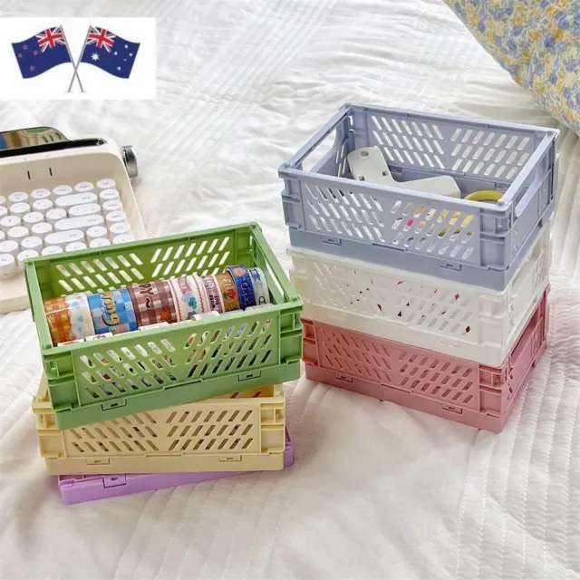 Plastic Folding Storage Box Durable Stackable Organize Basket  Organizer