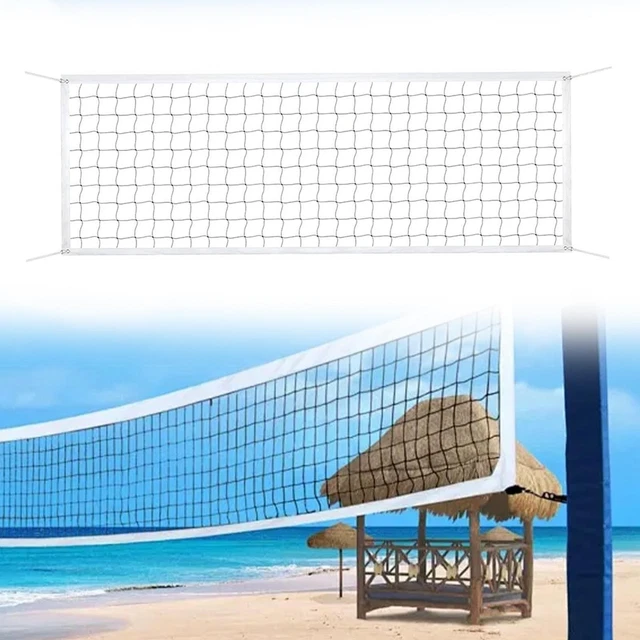 Filet De Volley-Ball Plage 9.5x1m - Filet Polyéthylène Avec Câble Acier, Réglable