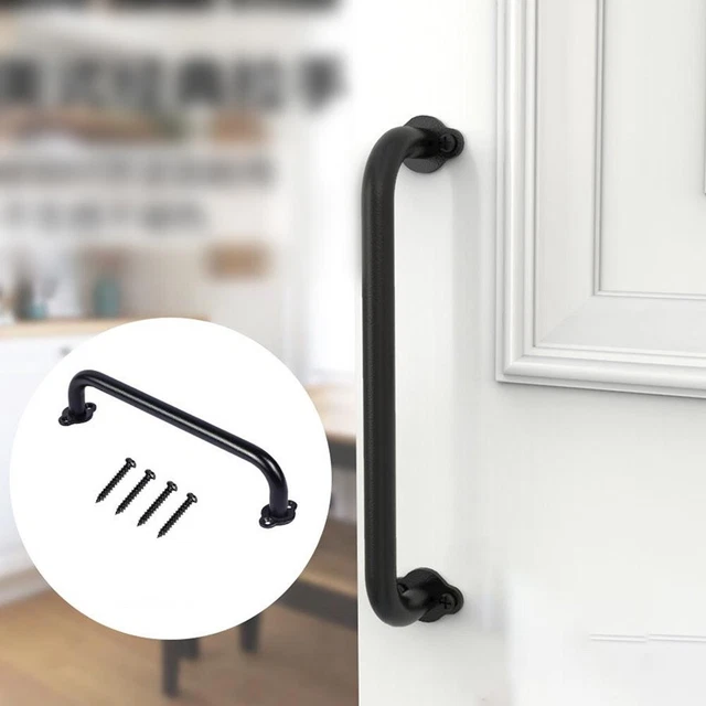 Sliding Barn Door Pull Flush Handle Gate Hardware Set Matte Black Carbon steel
