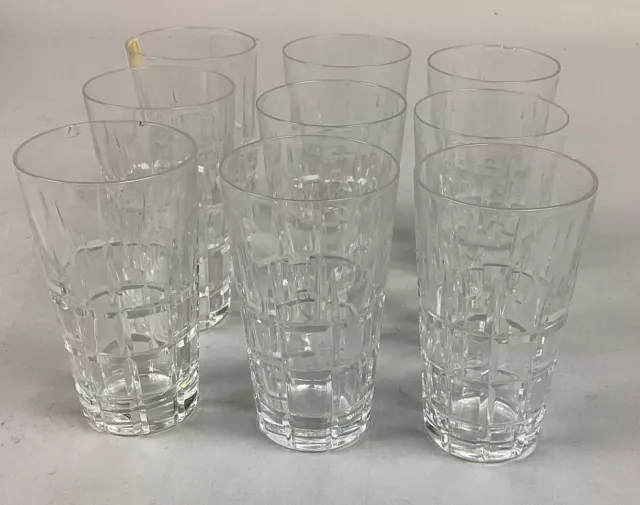 Set Of 9 Plaid Style Cordial Glasses - 3 7/8”