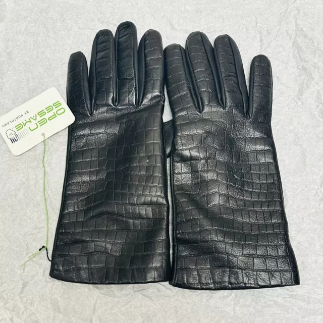 Portolano Cashmere-Lined Napa Leather Gloves Size 7.5
