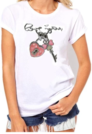 t-shirt da Donna arderete con Stampa Lucchetto Chiave Cuore maglietta sexy
