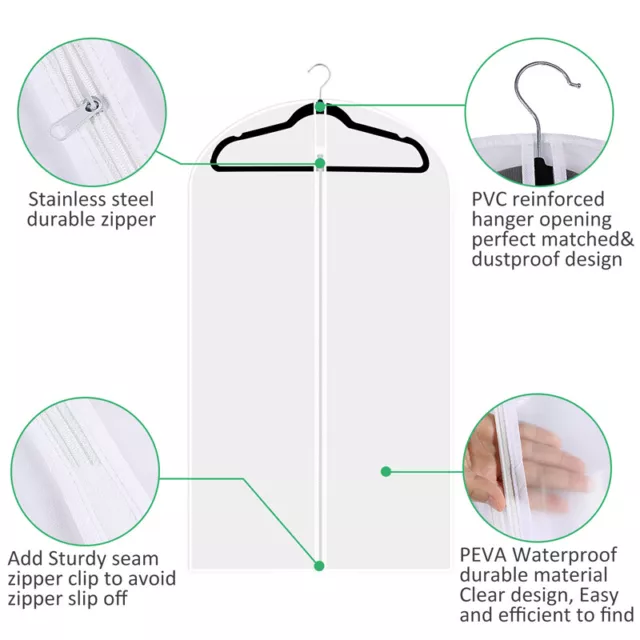 10pcs Dustproof Clothes Garment Suit Dress Jacket Storage Bag Cover Travel Coat 3