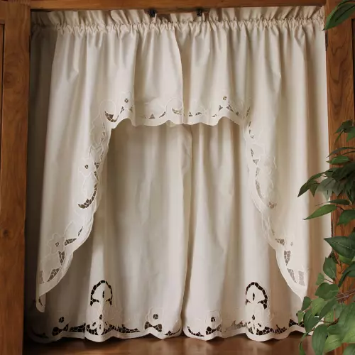 Short Coffee Curtain Retro Hollow Hem Wear Pole Curtains Bar Kitchen Door Window