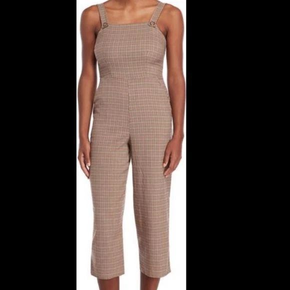 Bebop Houndstooth Y2K Sleeveless Cropped Wide Leg Womens Large Coverall
