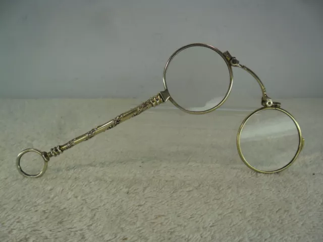 Pair Austrian Solid Silver Gilt 19th Century Lorgnette Opera Glasses