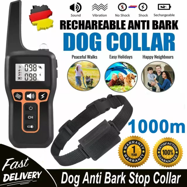 1000M Remote Electric Pet Dog Training Collar AntiBark Rechargeable Hundhalsband