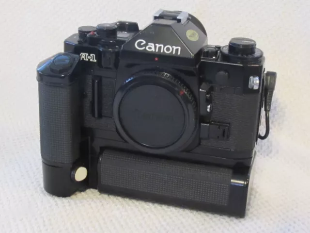 Genuine Canon A-1 35mm SLR Film Camera Body & Motor Drive & Data Back