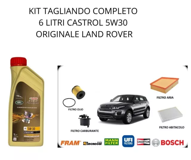 Kit tagliando completo Evoque 2.2 150cv 4 filtri 6lt olio Catrol 5w30 Land Rover