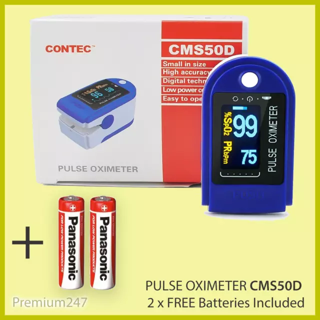 Fingertip Pulse Oximeter SpO2 Heart Rate Blood Oxygen Monitor Display UK CONTEC