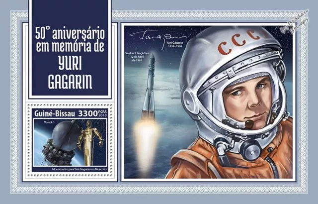 YURI GAGARIN VOSTOK-1 Cosmonaut 1st Man Space Stamp Sheet #2 2018 Guinea-Bissau