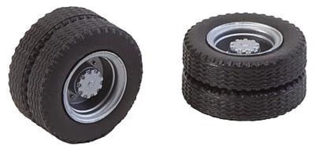 FALLER CAR SYSTEM Dual Truck & Bus Wheels, 4 Tyres 2 Rims HO 1/87 Scale 163101
