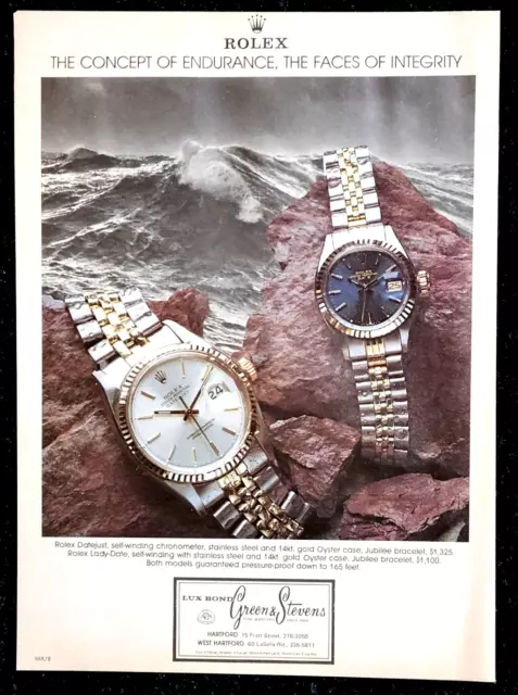 Rolex Men's & Ladies Watches 1979 Vintage Print Ad