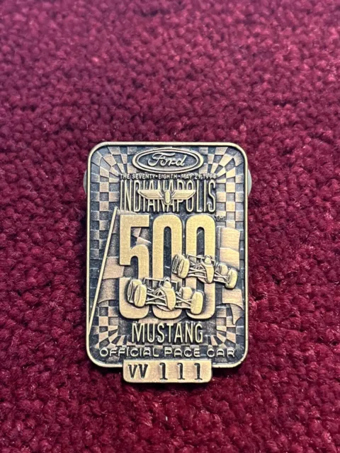 Authentic 1994 INDY 500 Bronze Pit Access Badge Lapel Pin AL UNSER JR Win FORD