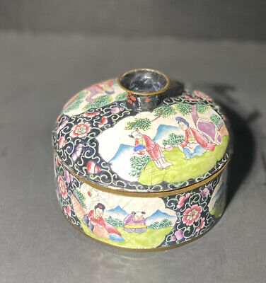 Antique Chinese Qing Canton Enamel Box And Cover 19Th Century