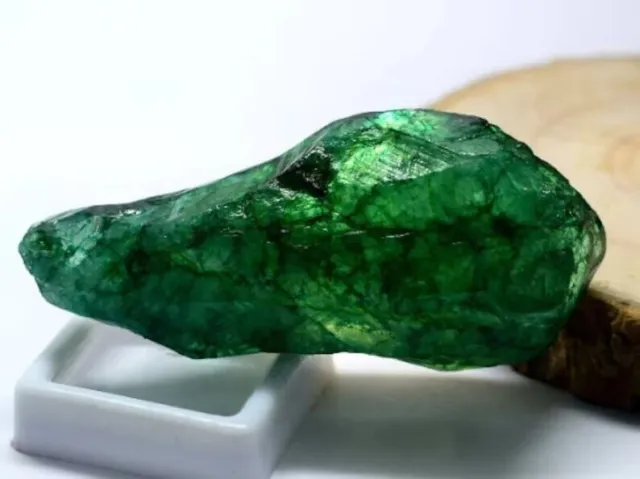 Raw Emerald 45 Ct Certified Natural Uncut Shape Earth Mined Green Rough Gemstone