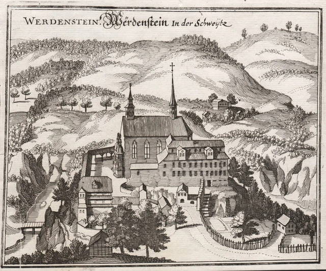 Werthenstein Entlebuch Cantone Lucerna Svizzera Incisione Merian 1650