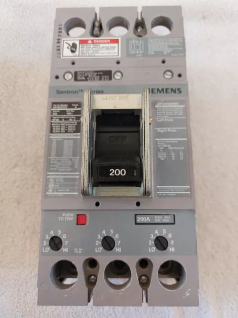 Siemens Hfd63F250 200 Amp 600V 3P Circuit Breaker