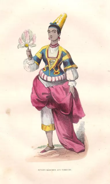 1840 Timbuktu Mali Africa Ragazza Girl Tracht Costume Tradizionale Grafica