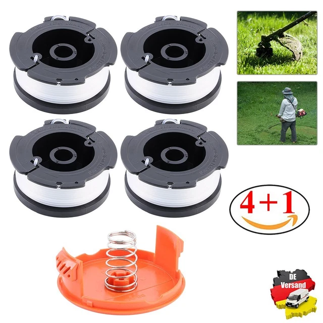 4 SPULEN ERSATZ Fadenspule + Spulendeckel für Black & Decker
