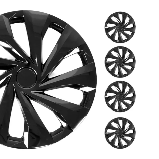 Jeu Enjoliveurs de Roue pour Peugeot 208 15 Pouces 4 Piéces Noir