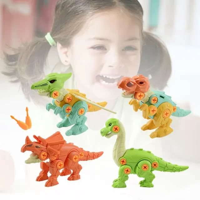 4 pièces de jouets de dinosaure avec jouet de construction de tournevis pour