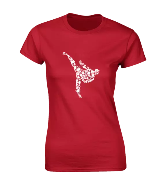 T-Shirt Donna Silhouette Taekwondo Cool Arti Marziali Karate Design Mma Top Nuova