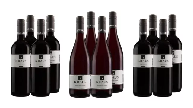 Weingut Karl Kraus: 12 Fl. x 0,75l 3 Sorten Rotweinprobe Probierpaket Nr. 5