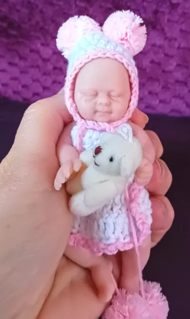 4.5"GIRL!Micro Preemie Full Body Soft Silicon Lifelike Reborn  Baby Girl Doll