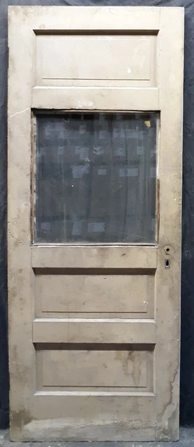 30"x77" Antique Vintage Old Reclaimed SOLID Wood Wooden Entry Door Panels Glass