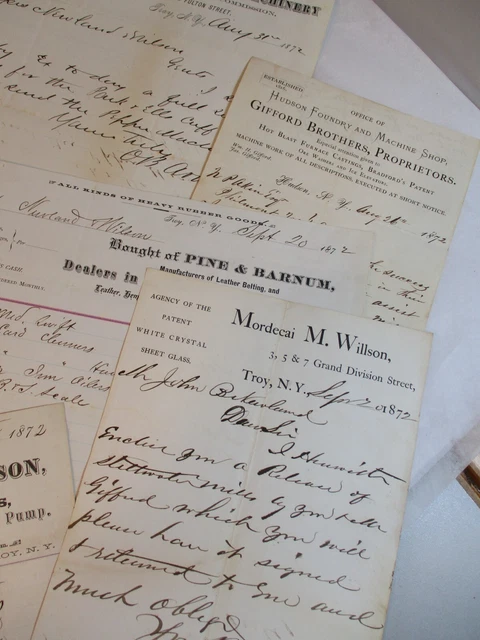 Vintage Antique Lot Old 1872 Purchase Receipts Billheads Troy Hudson NY New York 3