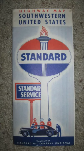 Vintage 1950 STANDARD OIL Road Map: Southwestern United States Highway Map