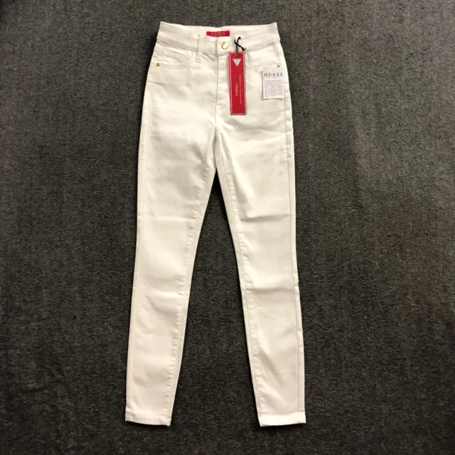 GUESS Los Angeles Women’s Zip Jeans Size 24 Color White Denim Pockets NWT