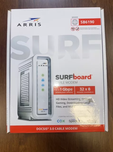 ARRIS SURFboard SB6190 DOCSIS 3.0 32 x 8 Gigabit Cable Modem - Open Box