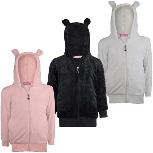 Bambini Pile Orecchie Felpa con Cappuccio Ragazze Soffice Super Soft Top 3-14