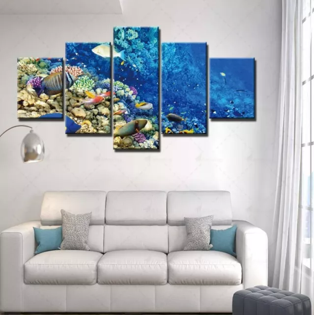 Nature Blue Sea Poster 5Pcs Wall Art Canvas Painting Picture Abstract Home Decor