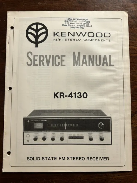 Kenwood KR-4130 AM-FM Stereo Receiver Service Manual Original OEM Genuine