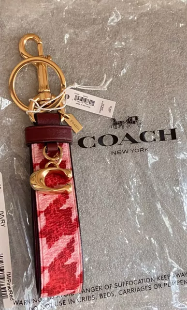 COACH CK069 LOOP Bag Charm With Houndstooth Print Key Chain FOB Pink/Red  $40.85 - PicClick