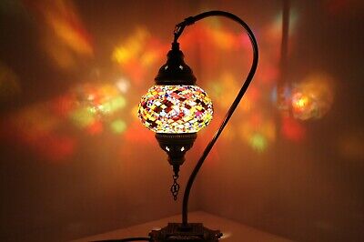 Turkish Moroccan Mosaic Lamp Tiffany Glass Desk Table Lamp in Multicolour