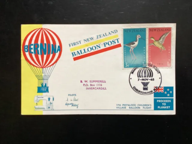 NZ 1965 1st Balloon Post Souvenir Postcard, Christchurch to Ashburton(NZF824)