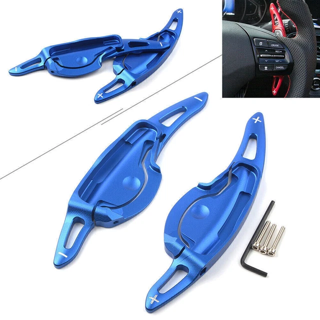 2x prolunga volante alluminio paddle shifter per Hyundai LA FESTA 2019 blu