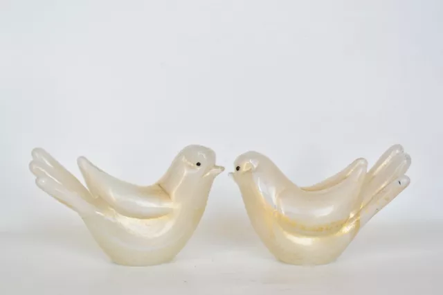 Vintage Pair Murano Archimede Seguso Glass Bird Figurines