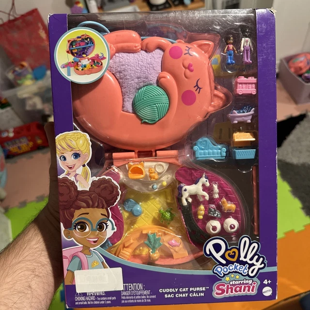 POLLY POCKET DOLL Cuddly Cat Purse Starring Shani 18 Accessories