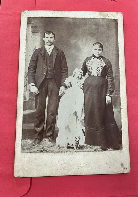 Post Mortem cdv photo mother father infant child waukegan victorian funeral goth