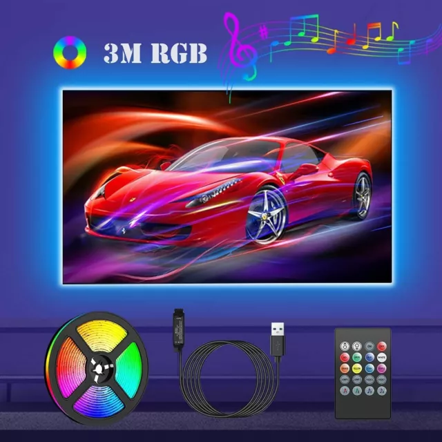 B.K.Licht - Bande LED - RGB - pour écran TV-PC - 2m - avec connecteur USB  