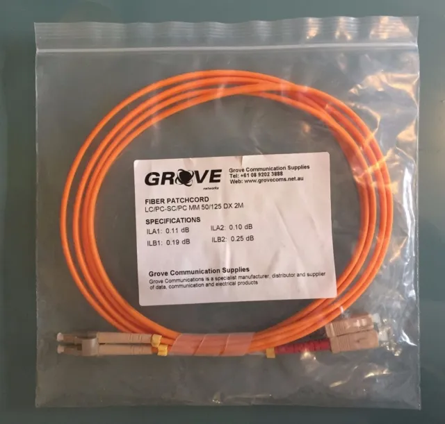 GROVE LC/PC-SC/PC MM 50/125 DX 2M Fiber Optical Cable PATCHCORD Multimode Orange